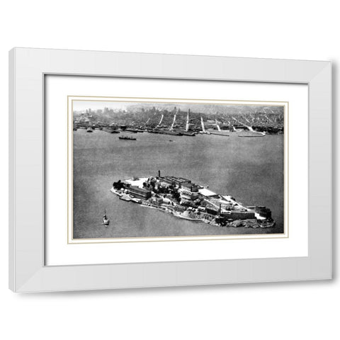 Alcatraz Island, San Francisco, CA White Modern Wood Framed Art Print with Double Matting by Vintage San Francisco