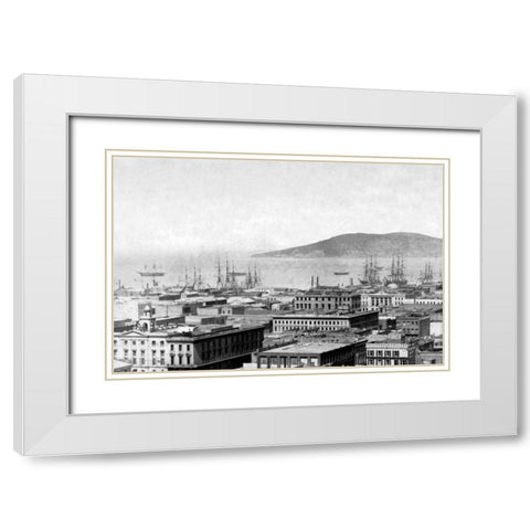City Bay View, San Francisco, CA White Modern Wood Framed Art Print with Double Matting by Vintage San Francisco