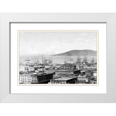City Bay View, San Francisco, CA White Modern Wood Framed Art Print with Double Matting by Vintage San Francisco