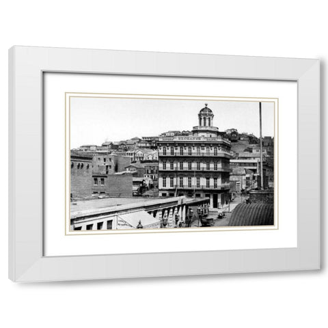 Montgomery St., San Francisco, CA White Modern Wood Framed Art Print with Double Matting by Vintage San Francisco