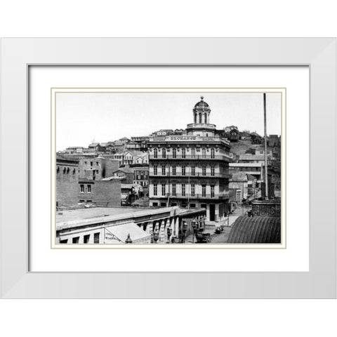 Montgomery St., San Francisco, CA White Modern Wood Framed Art Print with Double Matting by Vintage San Francisco