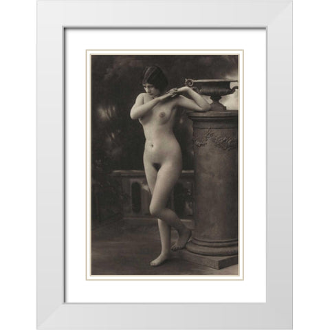 Figure, Column, Vase White Modern Wood Framed Art Print with Double Matting by Vintage Nudes