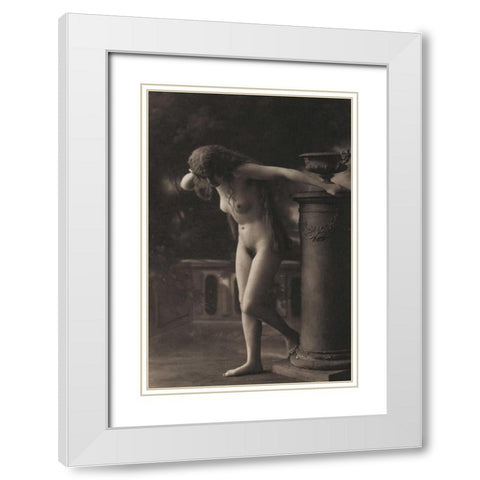 Clothed in her Hair White Modern Wood Framed Art Print with Double Matting by Vintage Nudes