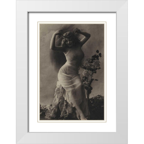 The Pearl Diadem White Modern Wood Framed Art Print with Double Matting by Vintage Nudes