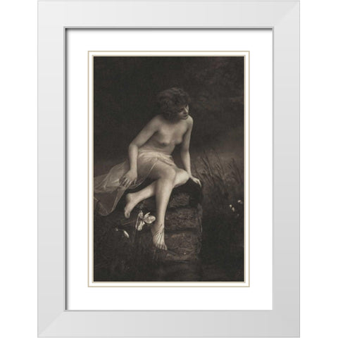 Beside the Pond White Modern Wood Framed Art Print with Double Matting by Vintage Nudes