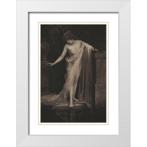 Beside the Swimming Pool White Modern Wood Framed Art Print with Double Matting by Vintage Nudes