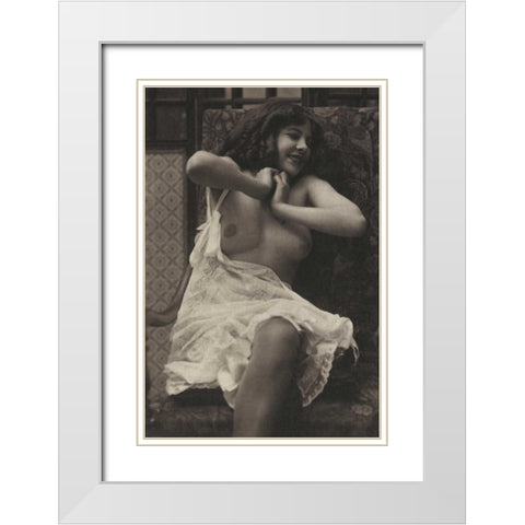 Sudden Joy White Modern Wood Framed Art Print with Double Matting by Vintage Nudes