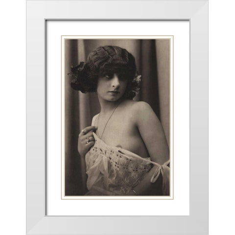 Shyness Overcome White Modern Wood Framed Art Print with Double Matting by Vintage Nudes
