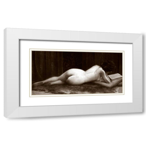 Liseuse White Modern Wood Framed Art Print with Double Matting by Vintage Nudes