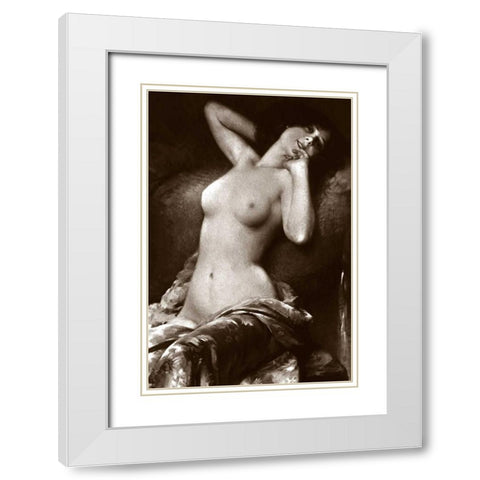 Radiant Nude White Modern Wood Framed Art Print with Double Matting by Vintage Nudes