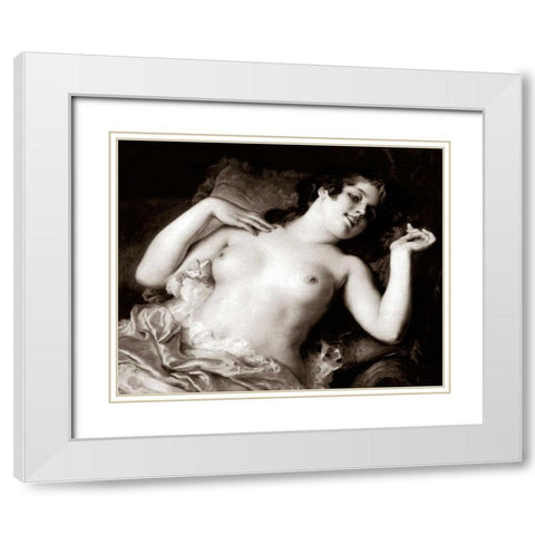 Grace White Modern Wood Framed Art Print with Double Matting by Vintage Nudes
