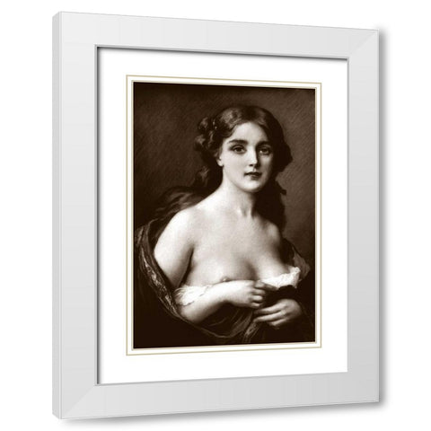 Woman as Art White Modern Wood Framed Art Print with Double Matting by Vintage Nudes