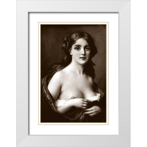 Woman as Art White Modern Wood Framed Art Print with Double Matting by Vintage Nudes