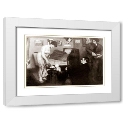 In the Studio White Modern Wood Framed Art Print with Double Matting by Vintage Nudes