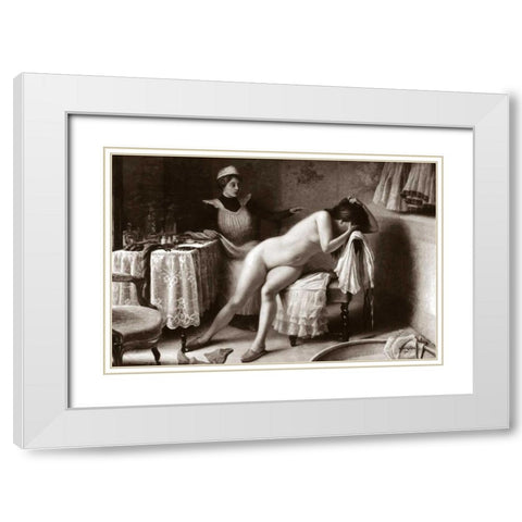 Crying Nude White Modern Wood Framed Art Print with Double Matting by Vintage Nudes