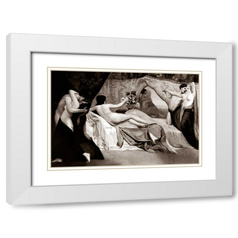 The Boudoir White Modern Wood Framed Art Print with Double Matting by Vintage Nudes