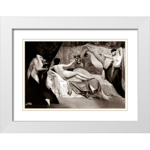 The Boudoir White Modern Wood Framed Art Print with Double Matting by Vintage Nudes