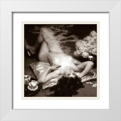 Leisure Time White Modern Wood Framed Art Print with Double Matting by Vintage Nudes