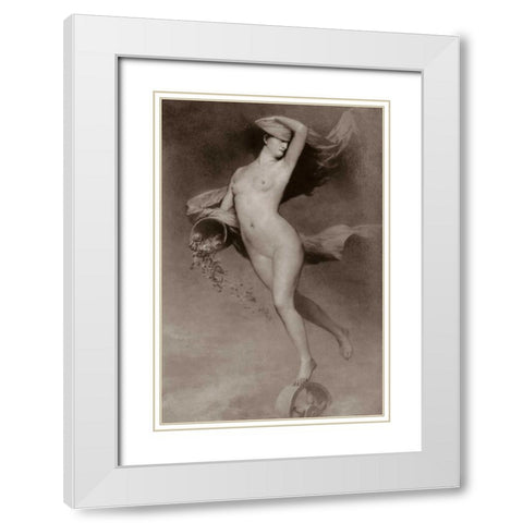 Goddess Nude White Modern Wood Framed Art Print with Double Matting by Vintage Nudes