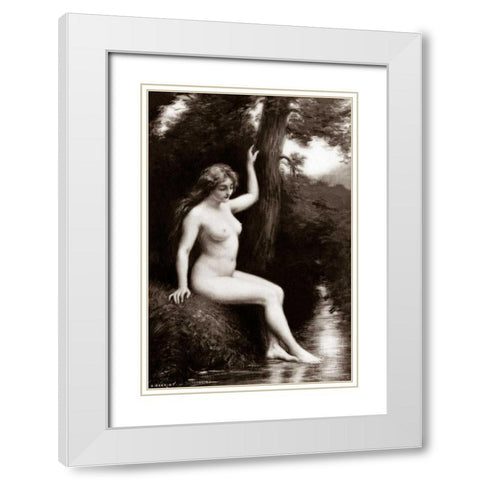 The Stream White Modern Wood Framed Art Print with Double Matting by Vintage Nudes