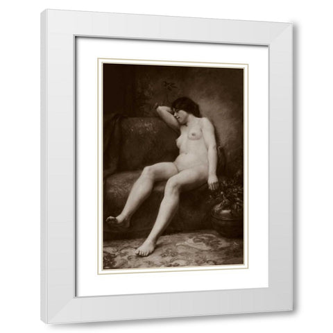 The Siesta White Modern Wood Framed Art Print with Double Matting by Vintage Nudes
