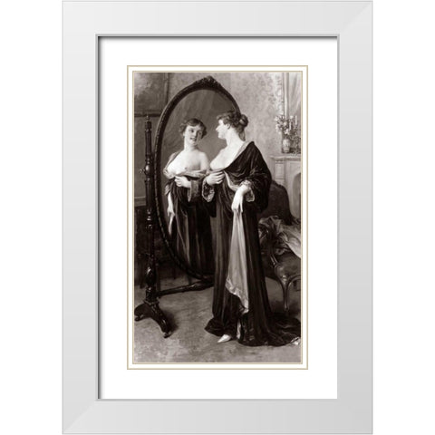 Satisfaction White Modern Wood Framed Art Print with Double Matting by Vintage Nudes