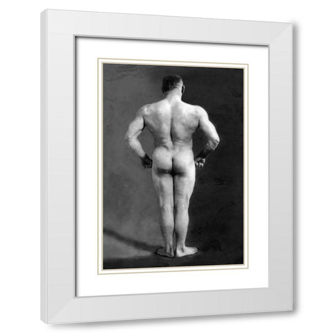Bodybuilders Back White Modern Wood Framed Art Print with Double Matting by Vintage Muscle Men