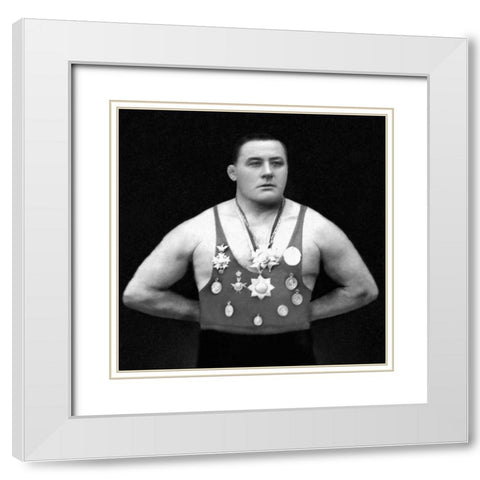 A Chestful of Awards White Modern Wood Framed Art Print with Double Matting by Vintage Muscle Men