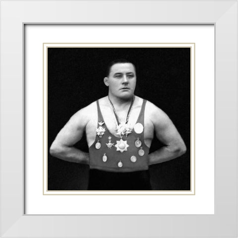 A Chestful of Awards White Modern Wood Framed Art Print with Double Matting by Vintage Muscle Men