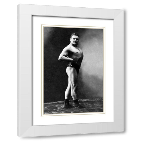 Bodybuilders Shadowed Front and Right Profile White Modern Wood Framed Art Print with Double Matting by Vintage Muscle Men