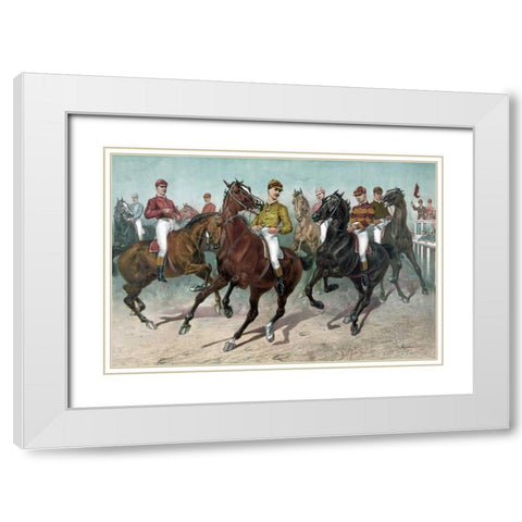 Eager for the race White Modern Wood Framed Art Print with Double Matting by Currier and Ives