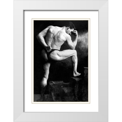 Russian Wrestler White Modern Wood Framed Art Print with Double Matting by Vintage Wrestler