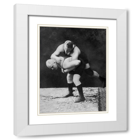 Trap and Roll Takedown White Modern Wood Framed Art Print with Double Matting by Vintage Wrestler
