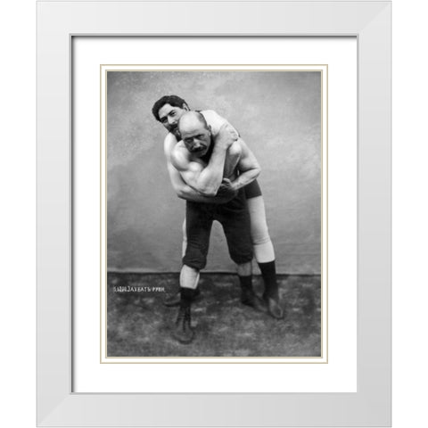 Wrestling Hold from Behind White Modern Wood Framed Art Print with Double Matting by Vintage Wrestler