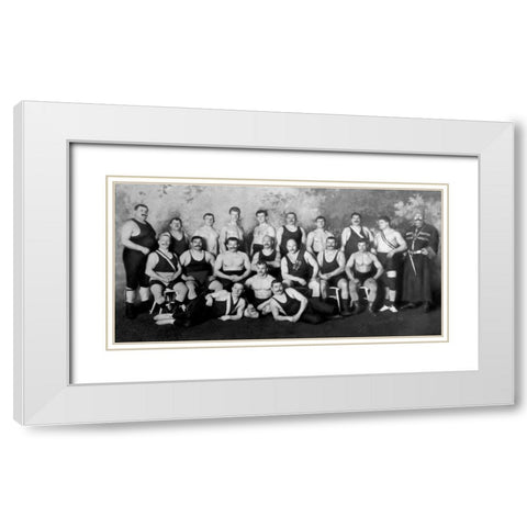 Russian Wrestling Team White Modern Wood Framed Art Print with Double Matting by Vintage Wrestler