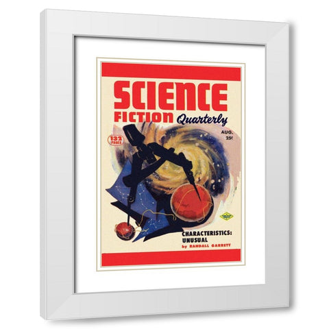 Science Fiction Quarterly: Cosmic Compass White Modern Wood Framed Art Print with Double Matting by Retrosci-fi
