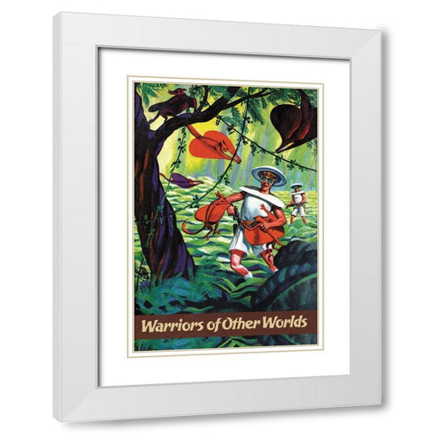 Warriors of Other Worlds White Modern Wood Framed Art Print with Double Matting by Retrosci-fi