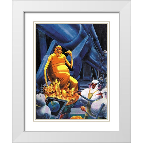 As Mars Sees Us White Modern Wood Framed Art Print with Double Matting by Retrosci-fi