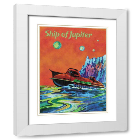 Ship of Jupiter White Modern Wood Framed Art Print with Double Matting by Retrosci-fi