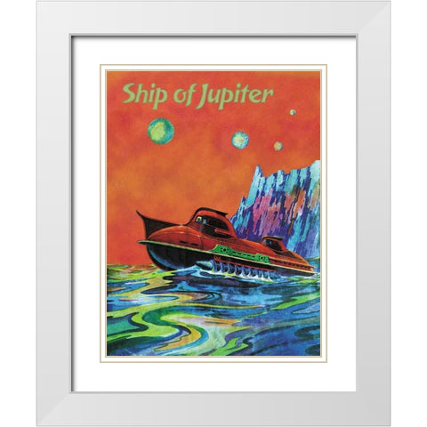 Ship of Jupiter White Modern Wood Framed Art Print with Double Matting by Retrosci-fi