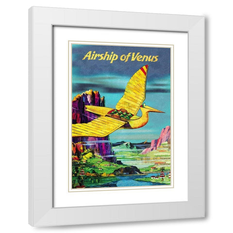 Airship of Venus White Modern Wood Framed Art Print with Double Matting by Retrosci-fi
