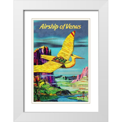 Airship of Venus White Modern Wood Framed Art Print with Double Matting by Retrosci-fi