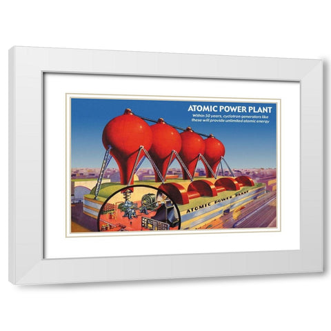Atomic Power Plant White Modern Wood Framed Art Print with Double Matting by Retrosci-fi