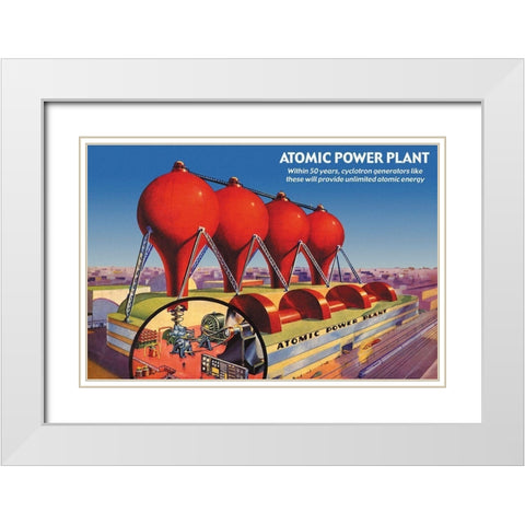 Atomic Power Plant White Modern Wood Framed Art Print with Double Matting by Retrosci-fi