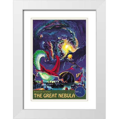 Retrosci-fi: Stories of the Stars - The Great Nebula White Modern Wood Framed Art Print with Double Matting by Paul, Frank R.