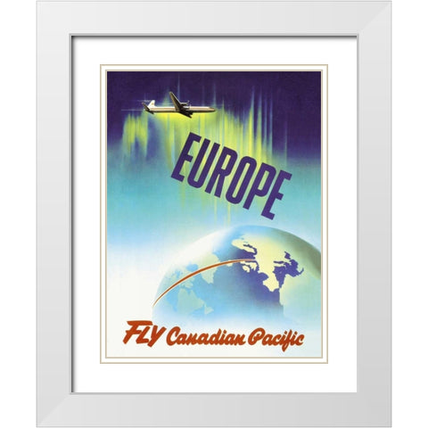 Europe - Fly Canadian Pacific White Modern Wood Framed Art Print with Double Matting by Ewart, P.