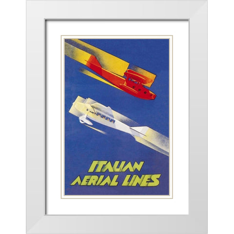 Italian Aerial Lines White Modern Wood Framed Art Print with Double Matting by Di Lazzaro