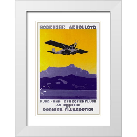 Bodensee Aerolloyd Flying Boat Tours White Modern Wood Framed Art Print with Double Matting by Dornier, Marcel