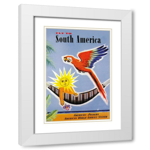 Fly to South America White Modern Wood Framed Art Print with Double Matting by Dubois, Jean