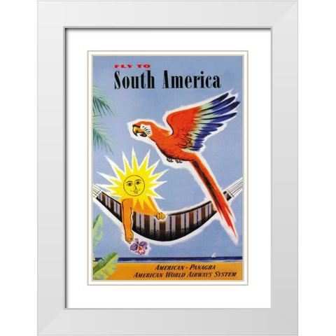 Fly to South America White Modern Wood Framed Art Print with Double Matting by Dubois, Jean